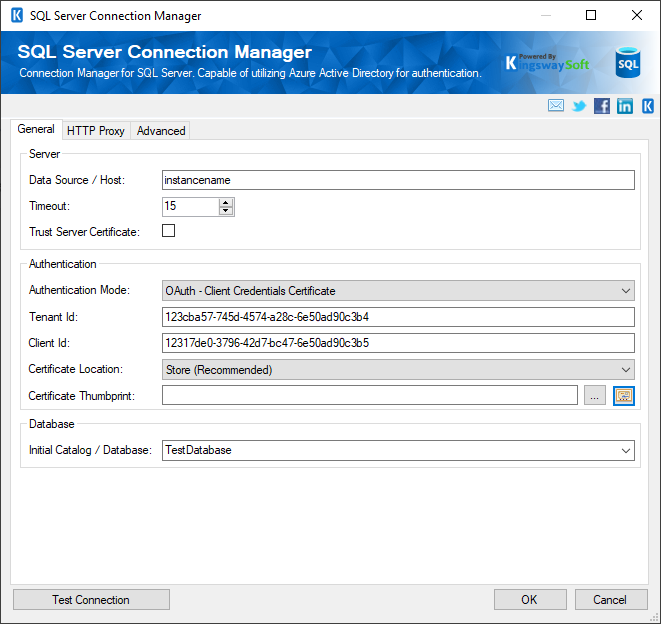 SQL Server Connection Manager - Client Credentials Certificate